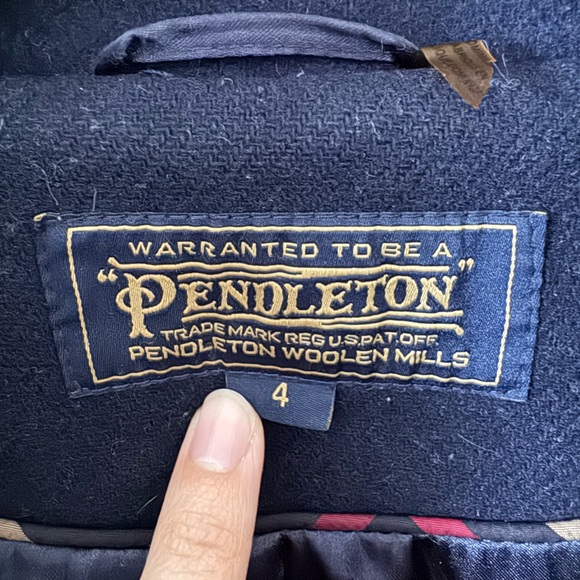 Navy Pendleton long wool coat with hood - Picture 3 of 14